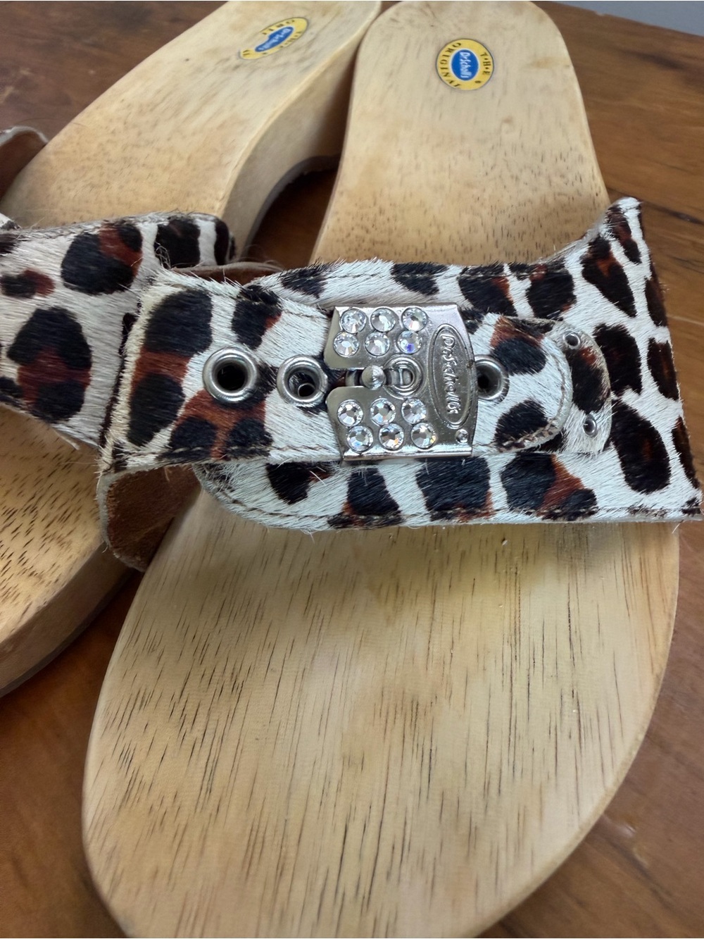 Dr Scholl’s  sz 10 Leopard Print Wooden Slide Sandals - Women - Picture 4 of 8